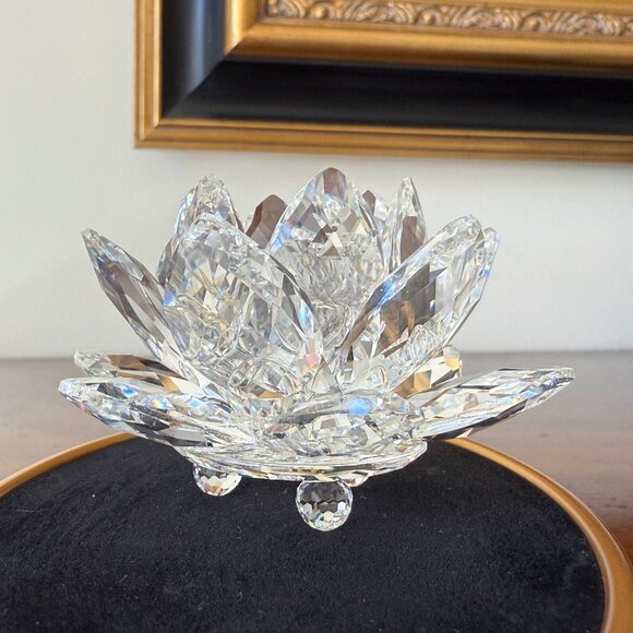 Swarovski Crystal Water Lily Figurine Tea Light Holder MIB & COA - Picture 6 of 16